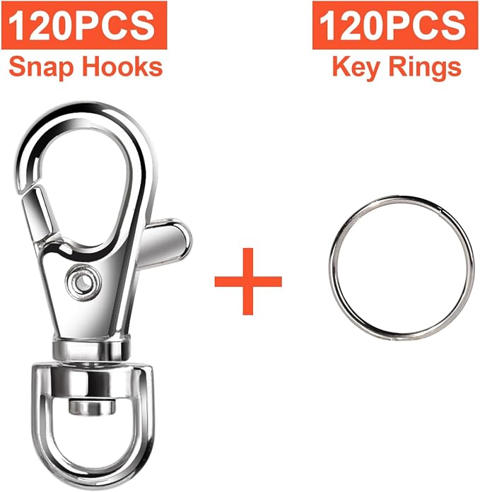 LEOBRO 240PCS Lobster Claw Clasps and Key Rings, Keychain Making Kit, - Image 2
