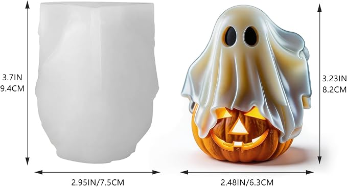 3D Ghost Pumpkin Silicone Mold for DIY Halloween Candle & Soap Casting Tool | - Image 2