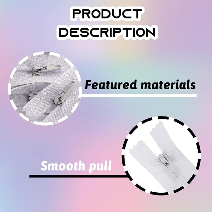 Zippers for Sewing, DOITEM 72pcs 35cm/14 Inch Zipper Multicolor Nylon Coil - Image 5