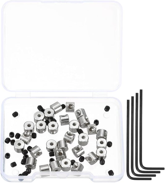 MECCANIXITY 30 Pcs Metal Locking Pin Backs, Locking Pin Keepers Locking Clasp 5mm(H) with 4 Wrench Replacement in Storage Case for Badge, Brooch, Silver Tone