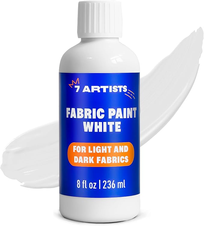 White Fabric Paint 8 fl. oz – Permanent Fabric Paint White by 7+Artists