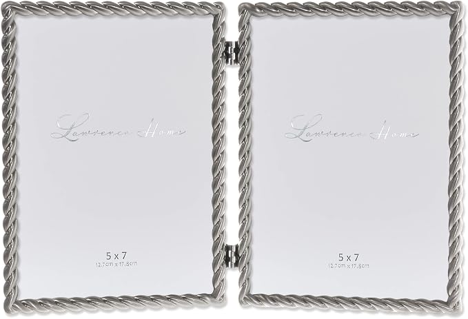 Lawrence Frames Metal Frame, Rope Design, Brushed Nickel, 5x7 Double by LawrenceFrames