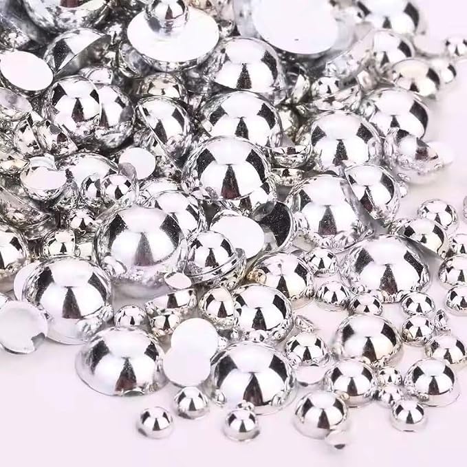 1000PCS Mixed Sizes 3/4/5/6/8/10mm Flatback Half Round Pearls Gems by Unknown