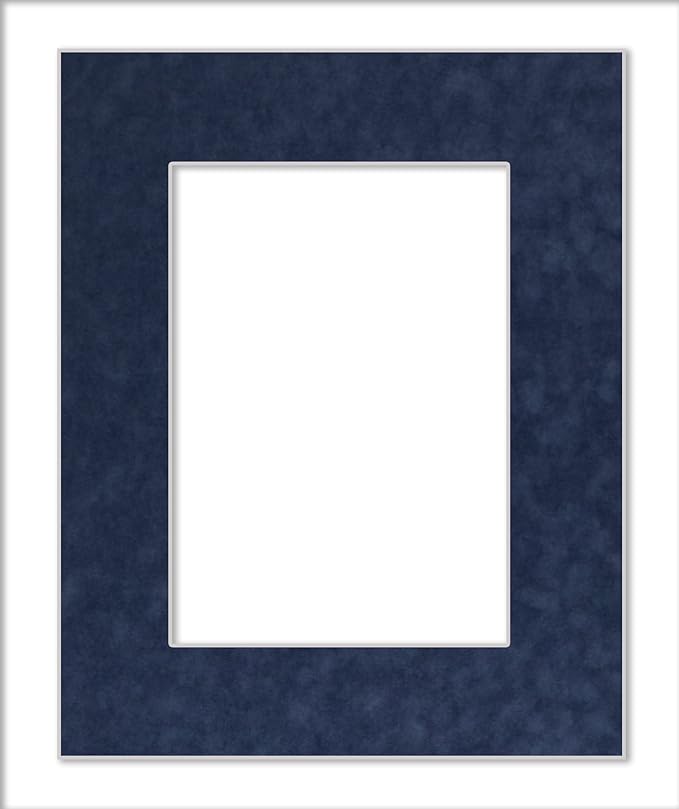 11x14 Mat Bevel Cut for 8.5x11 Photos - Acid Free Navy Suede Precut Matboard With Backing Board and Crystal Clear, Self Seal Mat Bag - For Pictures, Framing - 4-ply Thickness