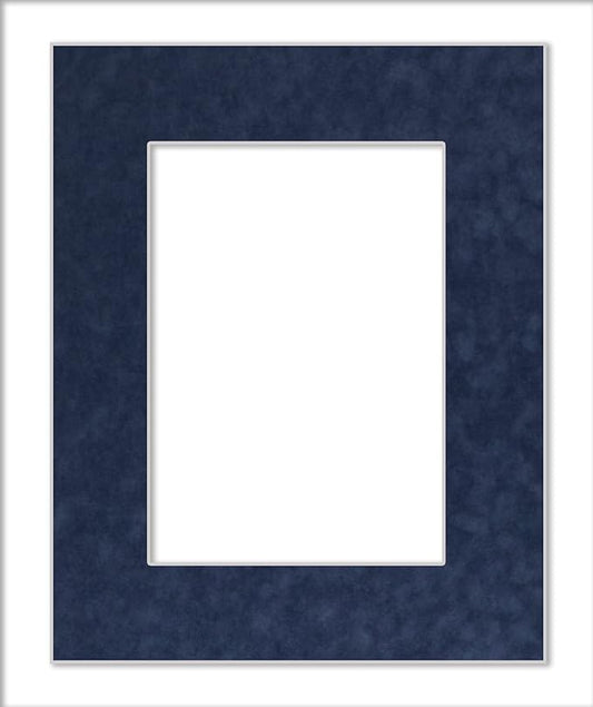 11x14 Mat Bevel Cut for 8.5x11 Photos - Acid Free Navy Suede Precut Matboard With Backing Board and Crystal Clear, Self Seal Mat Bag - For Pictures, Framing - 4-ply Thickness