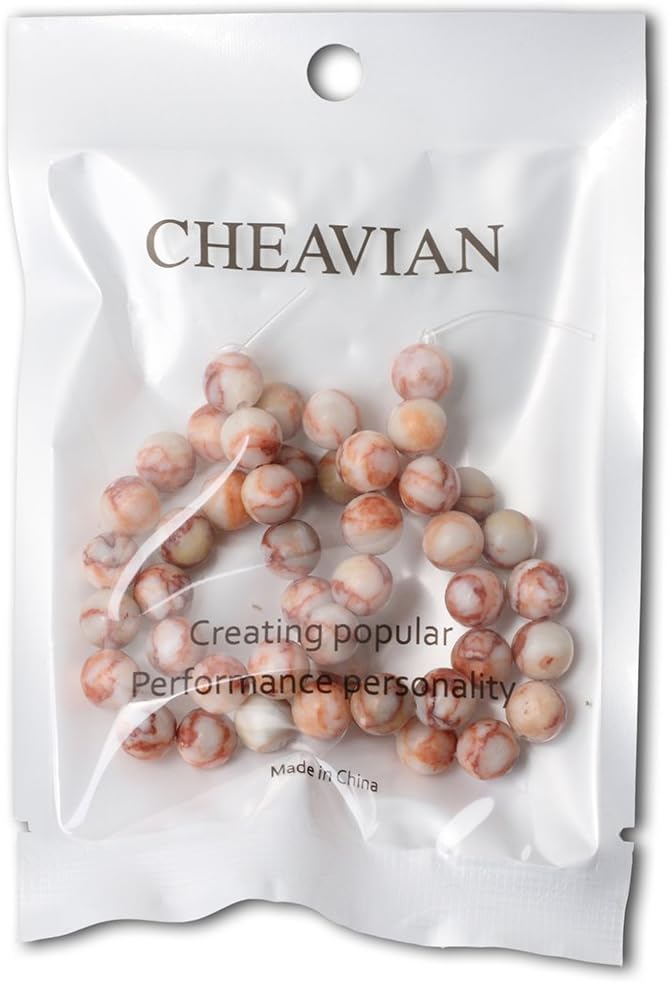 45PCS 8mm Natural Red Network Stone Round Loose Beads - Image 5