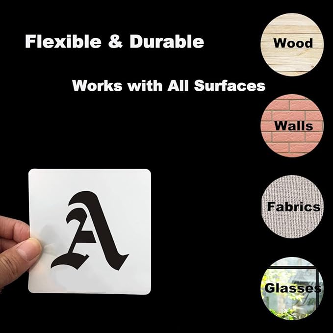 1 Inch Alphabet Letter Stencils for Painting - 70 Pack Old English Letter Stencil Templates with Numbers and Signs for Painting on Wood, Reusable Letters Stencils for Chalkboard Wood Signs & Wall Art