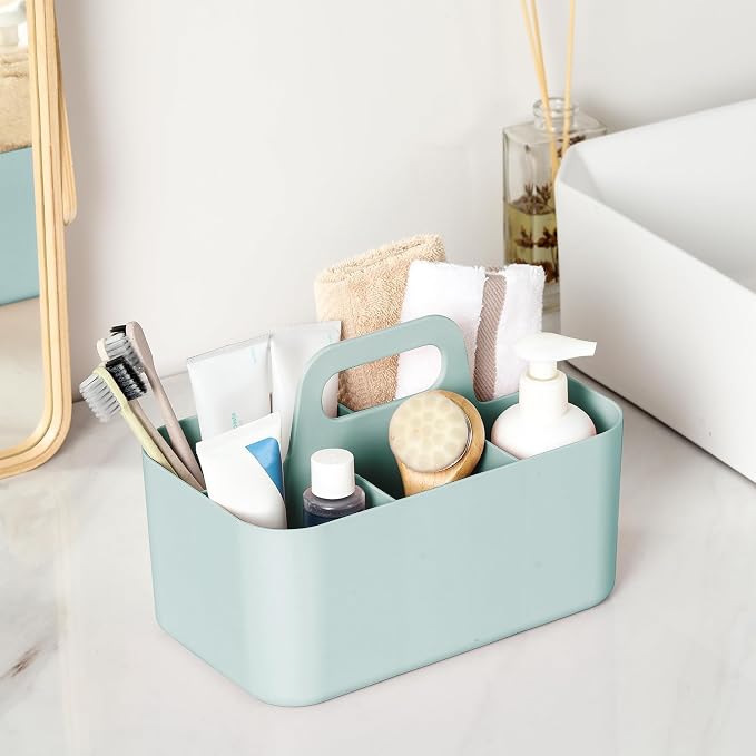 Multiuse Caddy Organizer with Handle, Portable Divided Plastic Tote Bin - Image 3