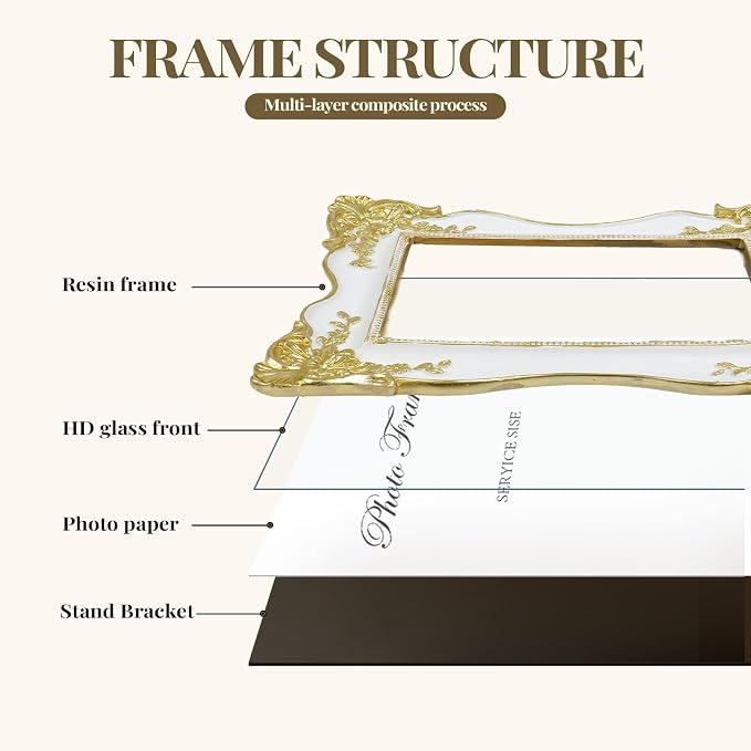 Cuspin 4x6 Picture Frame, Antique Baroque Style Frame - Image 6