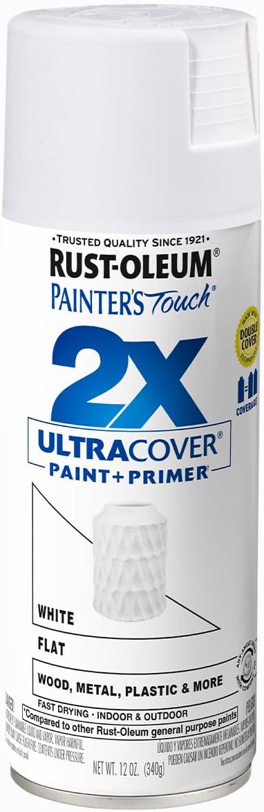 Rust-Oleum Painter's Touch 2X Ultra Cover Spray Paint, Flat White | Indoor and - Image 2