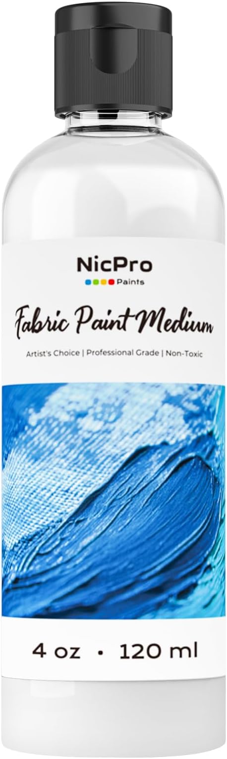 Nicpro Professional Effects Fabric Medium, 4oz Bottle Fabric Painting Acrylic by Nicpro