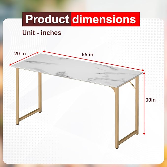PayLessHere | 55 Inch Computer Desk | White Gold | Office Desk - Image 3