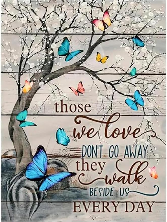 Tree Stamped Cross Stitch Kits for Adults Beginner, Butterfly Counted Cross by Unknown