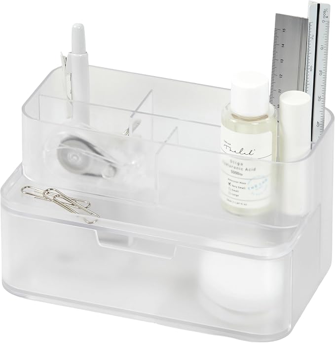 BLUE GINKGO Compact Desk Organizer – Small 5-Compartment, Half Drawer Storage – by BLUEGINKGO
