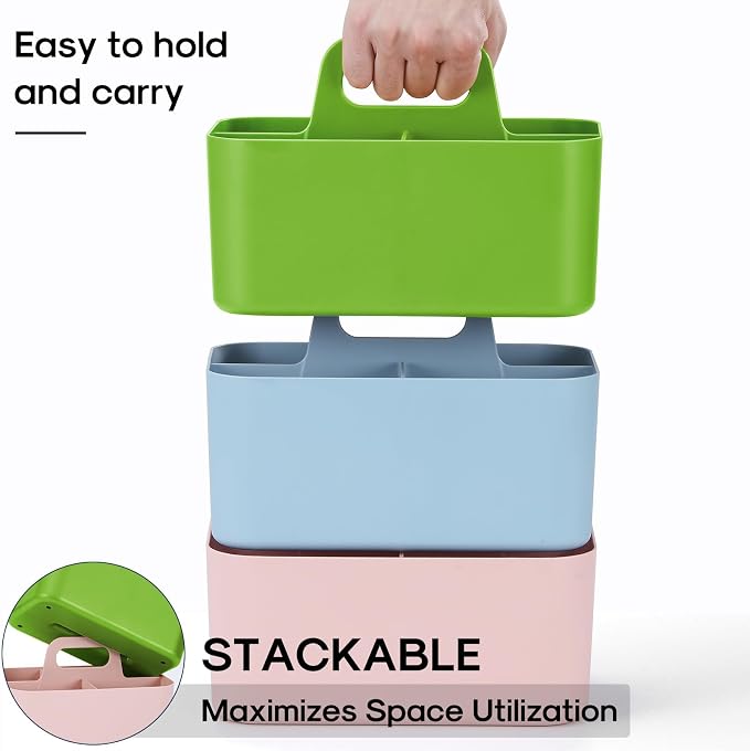 Multiuse Caddy Organizer with Handle, Portable Divided Plastic Tote Bin - Image 7