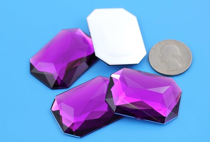 Allstarco 40x30mm Purple Amethyst A06 Large Flat Back Octagon Acrylic - Image 3