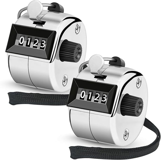 2 Pcs Clicker Counter, Hand Tally Counter with Large Display - Mechanical Pitch Counter Clicker for Baseball, Inventory, People Counting, Events, Gym Reps(Silver)