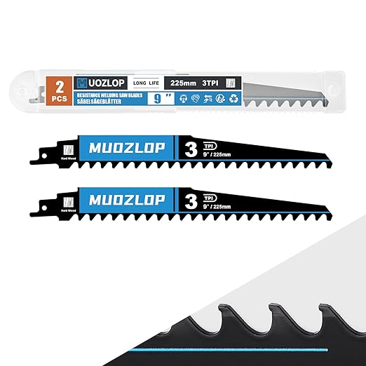 2 Pack 9 inch Reciprocating Saw Blades Set，3 TPIHigh Carbon Saw Blades for Woodcutting，Saw Blades with Organizer Case (2, 3T/9inch)