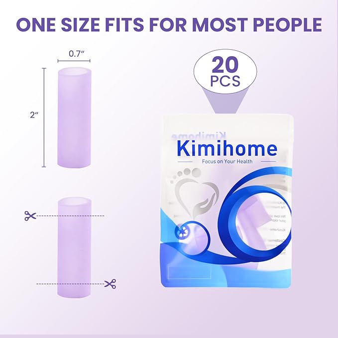 20 PCS Gel Finger Sleeve Protectors - Silicone Finger Sleeves with Lavender Extract - Finger Cots Bandages Provide Relief for Finger Cracking, Corns, Blisters and Calluses Protect (Purple)