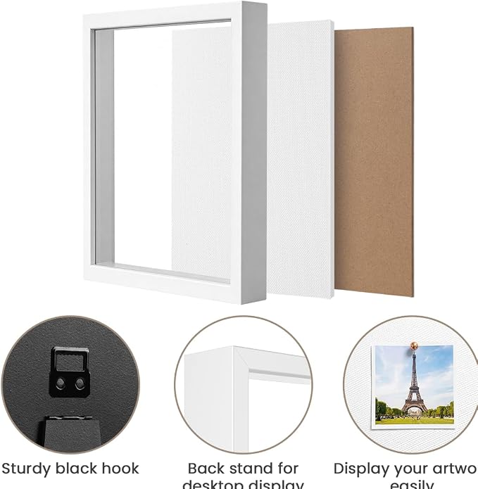 11x14 Shadow Box Frame with Linen Background & Metal Push Pins, Plexiglass - Image 4