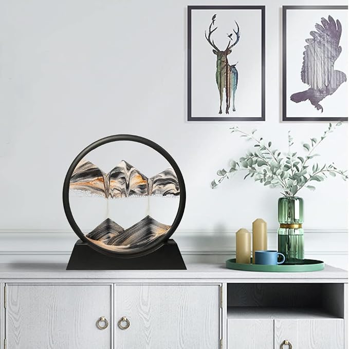Muyan Moving Sand Art Picture Sandscapes in Motion Round Glass 3D Deep Sea Sand - Image 3