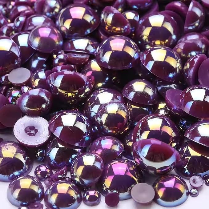1000PCS Mixed Sizes 3/4/5/6/8/10mm Flatback Half Round Pearls Gems by Unknown