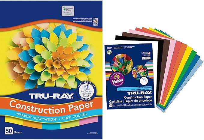 Tru-Ray Heavyweight Construction Paper, Hot Assorted Colors, 50 Sheets & by Tru-Ray%C2%AE