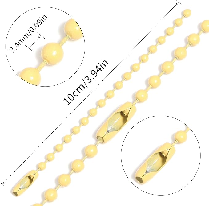Lemonkey 100Pcs Ball Beads Chains Bulk, 4 Inch Dog Tag Metal Small Chains - Image 2