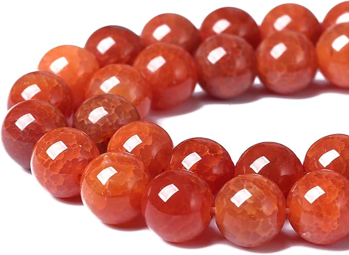 8mm 45pcs Natural Red Dragon Vein Agate Stone Beads for Jewelry Making Energy Healing Round Beads DIY Bracelet Necklace Accessories 15" (8mm, Red Dragon Vein Agate)