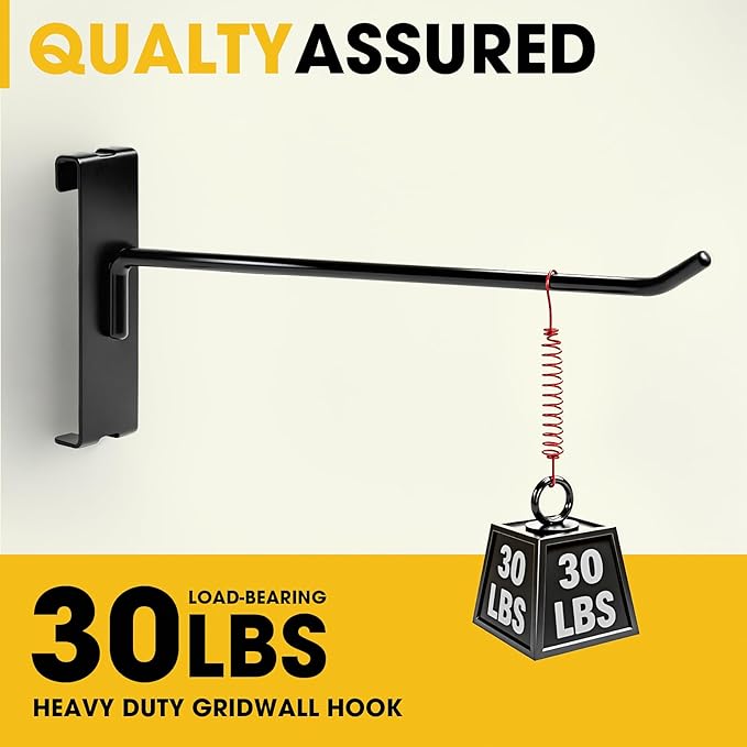 Gridwall Hooks 2 Inch, 60 Pack Heavy Dut Display Hooks for Grid Wall, Grid Panel Hooks Hangers, Grid Wall Accessories for Retail, Craft Shows, Home Setup, and Customized Display, Black