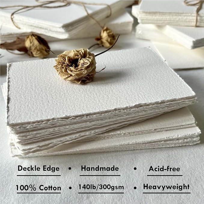 Deckle Edge Watercolor Paper, 100% Cotton, 140 LB, 300 GSM, 30 Sheets Mixed - Image 3