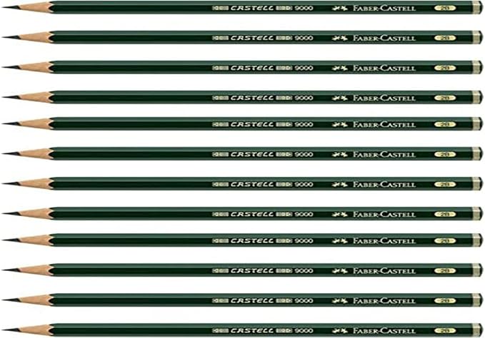 Faber-Castell Pencils, Castell 9000 Graphite art 2B pencils by Faber-Castell