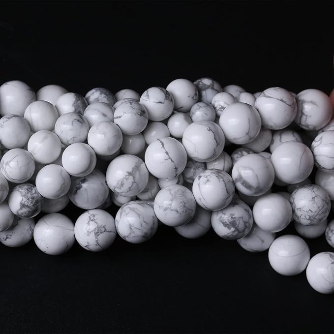 60pcs 6mm AAA Natural Stone Beads White Howlite Turquoises Round Loose Beads for Jewelry Making DIY Bracelet (White Howlite Turquoises, 6mm)