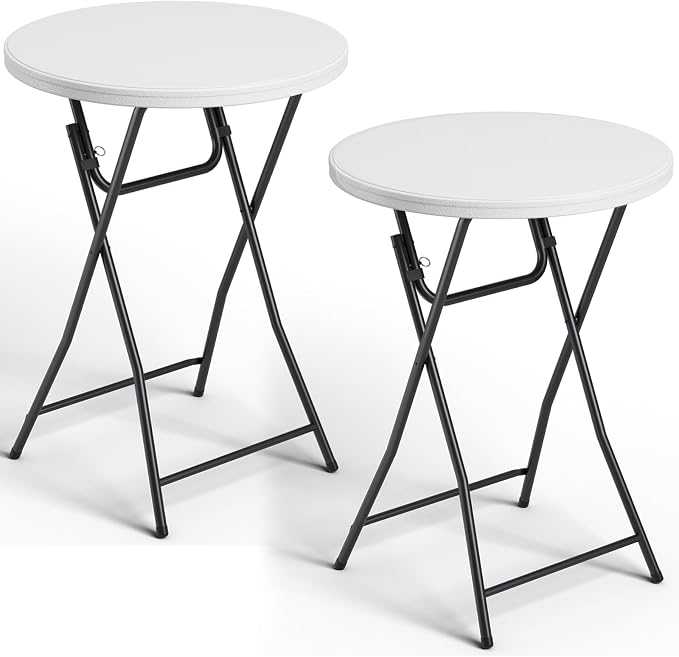 Folding Table 2 Pack, 32 Inch Foldable Cocktail Bar, High Top Round Folding Bar by FoldingFurniture