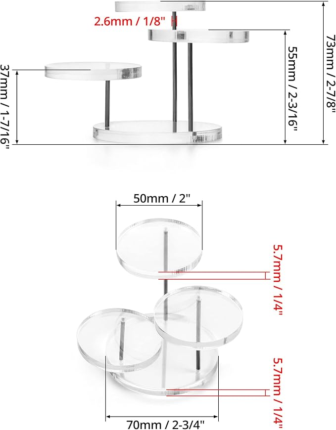 QWORK Round Acrylic Products Display Riser Stands, 3 Tier Jewelry Display Stands - Image 2