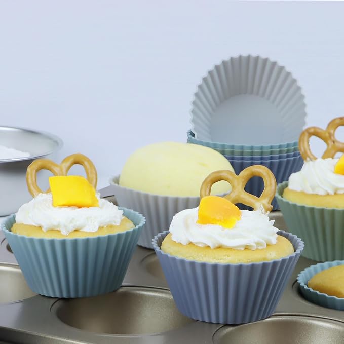 Large Silicone Muffin Cups, 12 Pack Reusable Cupcake Liners Jumbo Size 3.54inch - Image 2