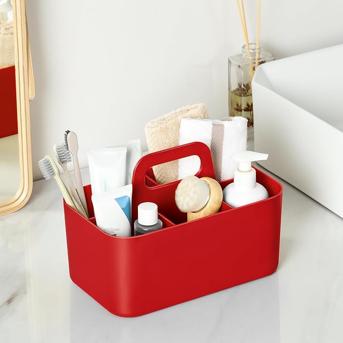 Multiuse Caddy Organizer with Handle, Portable Divided Plastic Tote Bin - Image 3