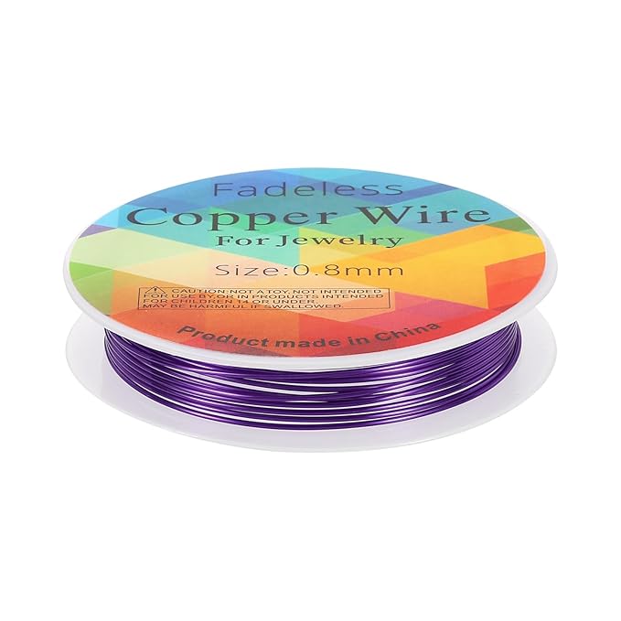 HARFINGTON 8ft Jewelry Wire, 20 Gauge (0.8mm) Brass Craft Soft Metal Tarnish Resistant Copper Beading Wire for Jewelry Making Supplies Crafting, Purple