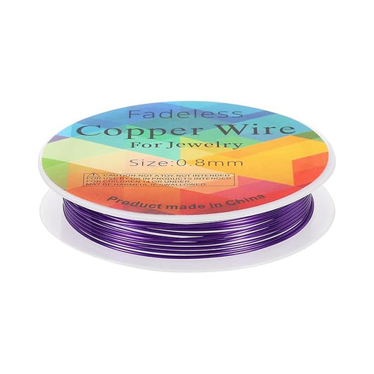 HARFINGTON 8ft Jewelry Wire, 20 Gauge (0.8mm) Brass Craft Soft Metal Tarnish Resistant Copper Beading Wire for Jewelry Making Supplies Crafting, Purple