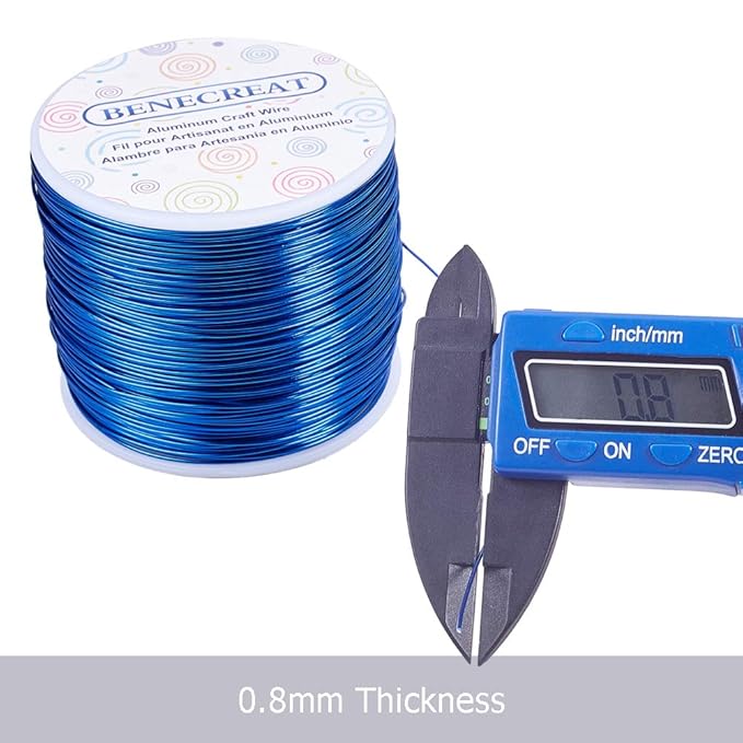 BENECREAT 20 Gauge 770FT Aluminum Wire Anodized Jewelry Craft Making Beading Floral Colored Aluminum Craft Wire for Gem Wrapping, Model Jewelry Making- Blue