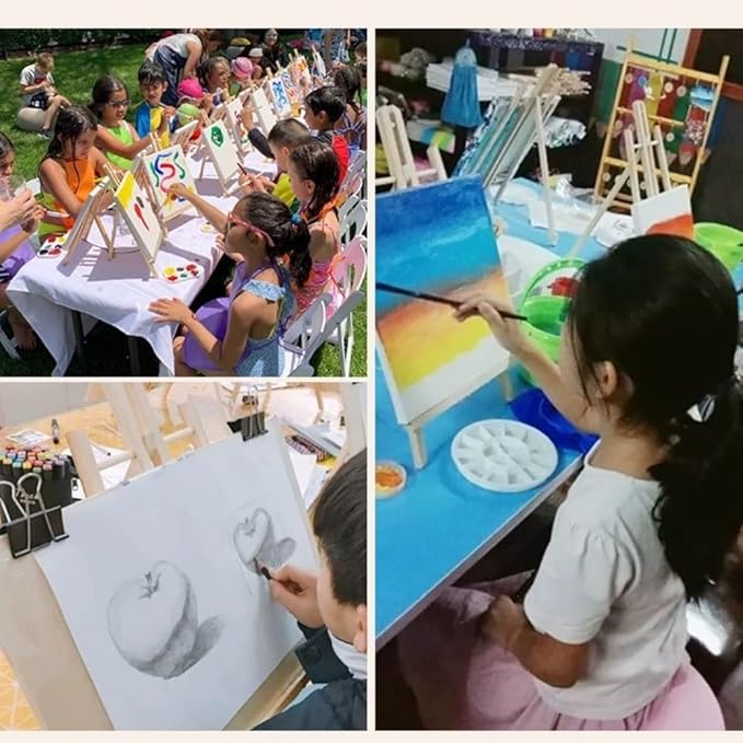 26 Pack 9 Inch Wood Easel, Painting Party Easel, Kids Student Tabletop Easels for Painting, Portable Canvas Photo Picture Sign Holder Tripod Painting Easels for Art & Crafts
