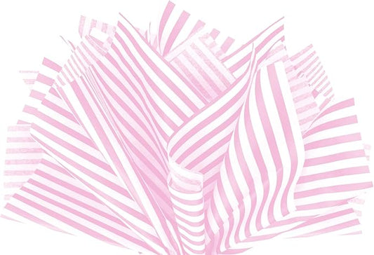 Flexicore Packaging Light Pink Pin Stripe Print Gift Wrap Tissue Paper Size: 15 Inch X 20 Inch | Count: 50 Sheets | Color: Light Pink Pin Stripe