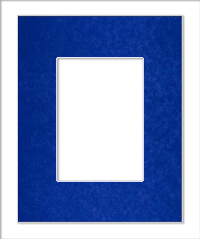 11x14 Mat Bevel Cut for 8.5x11 Photos - Acid Free Royal Blue Suede Precut Matboard With Backing Board and Crystal Clear, Self Seal Mat Bag - For Pictures, Framing - 4-ply Thickness