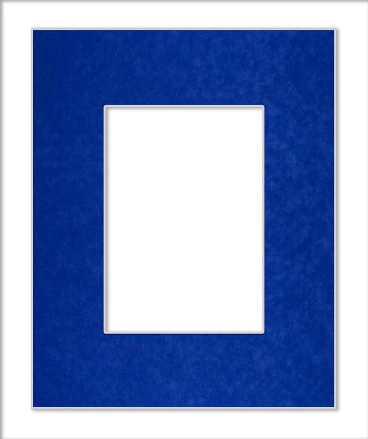 11x14 Mat Bevel Cut for 8.5x11 Photos - Acid Free Royal Blue Suede Precut Matboard With Backing Board and Crystal Clear, Self Seal Mat Bag - For Pictures, Framing - 4-ply Thickness