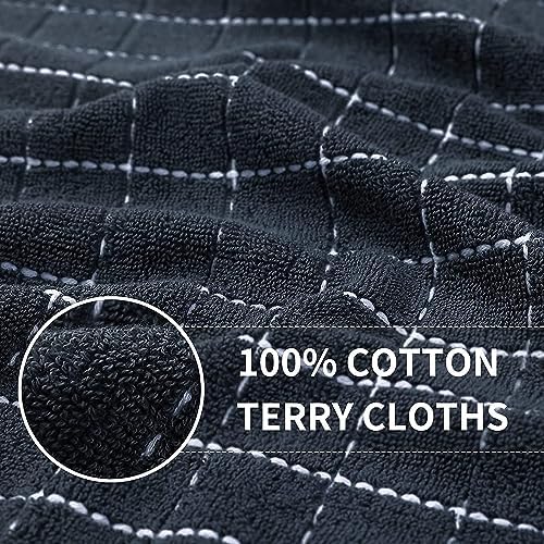 Homaxy 100% Cotton Terry Kitchen Towels, 5 Pack, Dark Grey - Image 2
