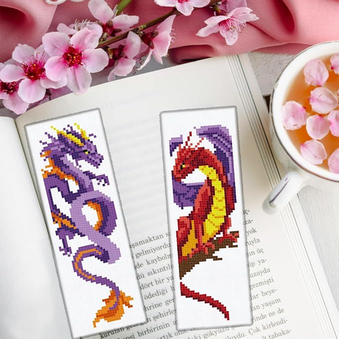ORIGACH 6 Set Dragon and Loong Cross Stitch Bookmark Kit - Image 6