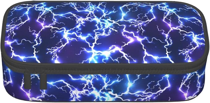 Cool Blue Purple Electric Lightning Pencil Case Organizer Big Capacity Pencil - Image 8