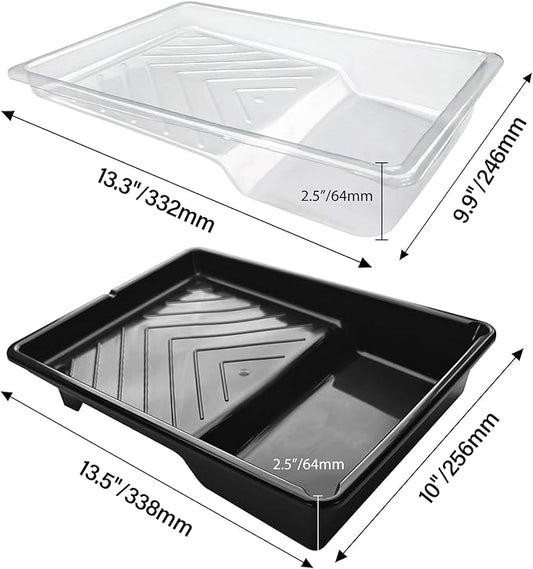 Great Andrew 4 Pack Paint Tray Liners 7 Inch, 2 PC Sturdy Plastic Tray with 2 PCS Disposable Paint Tray Liners, Paint Roller Trays, Paint Pan Liners for DIY Painting Projects, Walls, Furniture