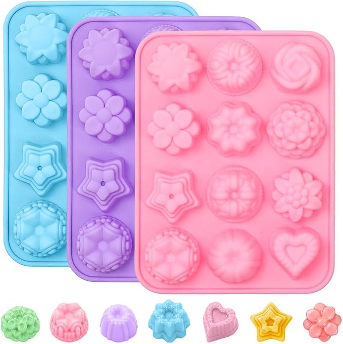 SJ Silicone Soap Molds 3 Packs, Flower Soap Molds by SJ