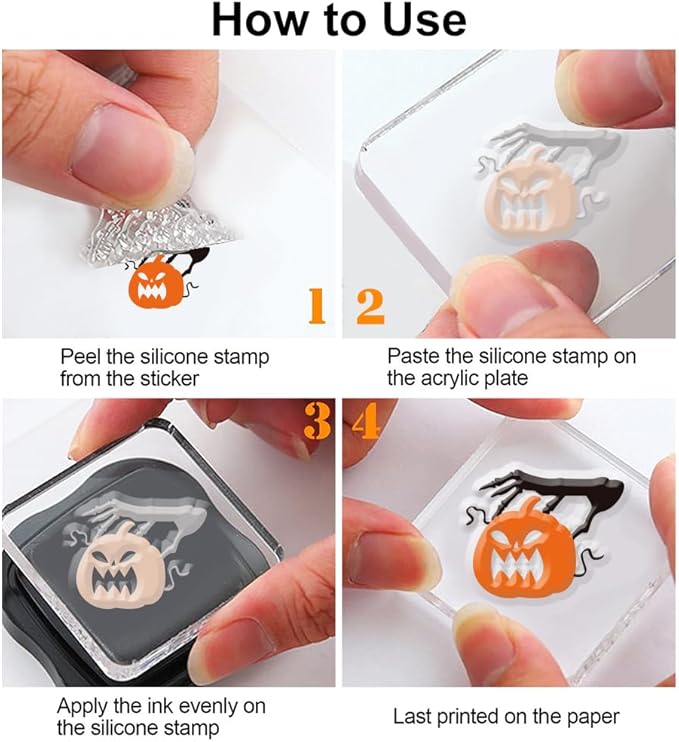Halloween Words Clear Stamps for Card DIY Happy Halloween Alphabet Crow Bat Pumpkin Clear Stamps Halloween Creature Transparent Rubber Seal Stamps for Photo for Card Making Crafting DIY